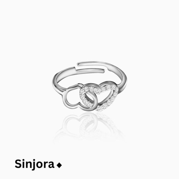 Sinjora 92.5 Silver Linked Heart Ring