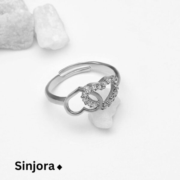 Sinjora 92.5 Silver Linked Heart Ring - Image 2