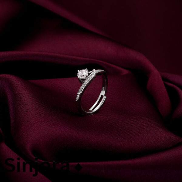 SINJORA 92.5 Solid Silver Zircon Embrace Ring - Image 3