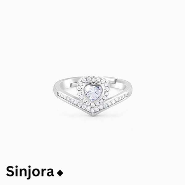 SINJORA 92.5Silver Zircon Crown Heart Ring